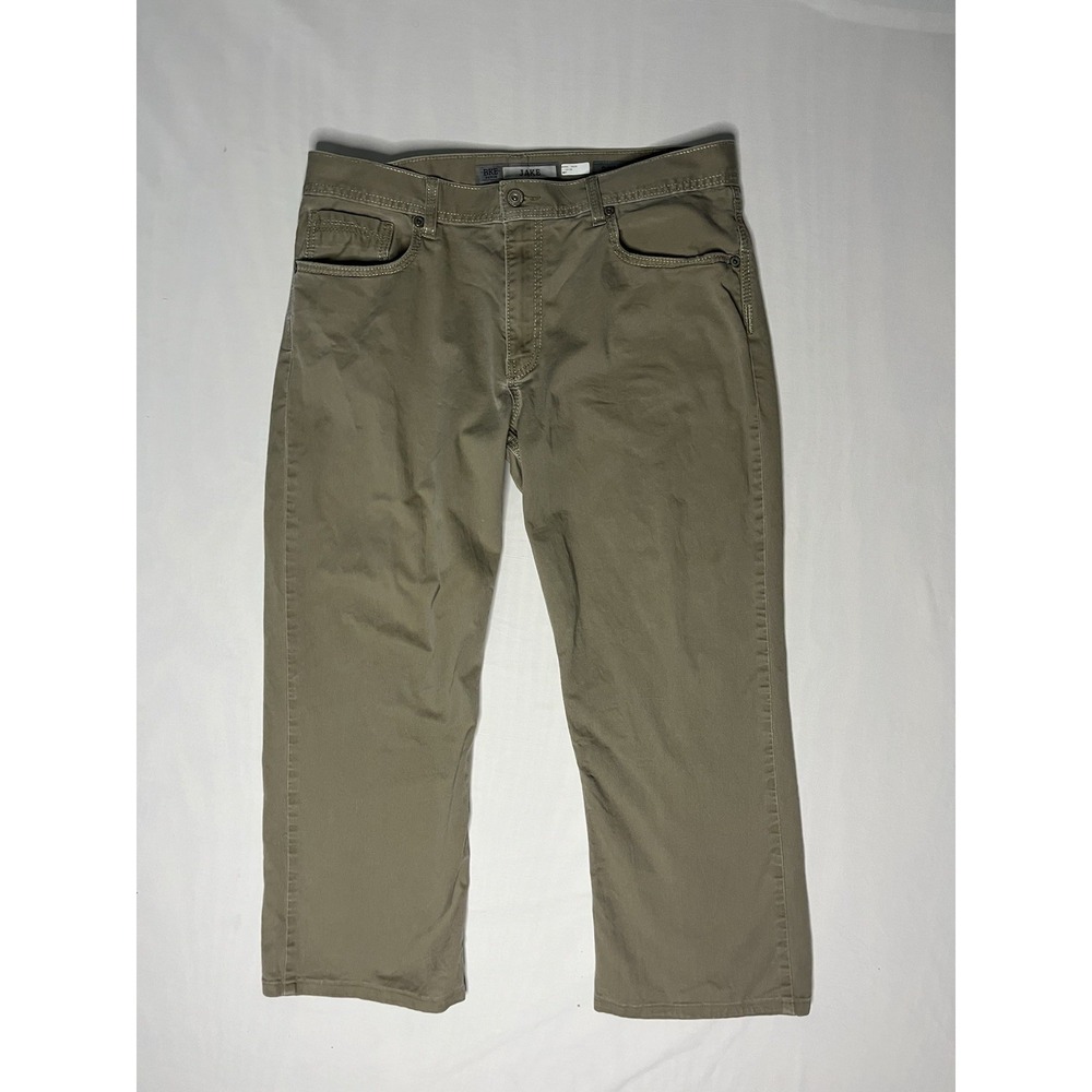 BKE Jake Bootleg Denim Jrans Men's Size 38R Beige Flat Front Straight Leg Pants